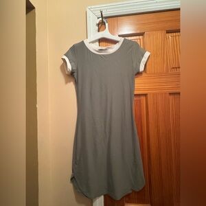 Olive Green and White Short Sleeve Dress